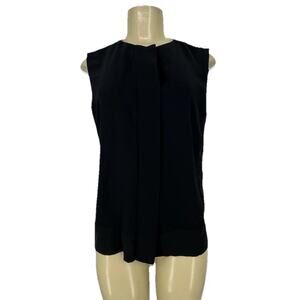 J Brand Small Women Black Blouse Sheer Sides Sleeveless Formal 39-9